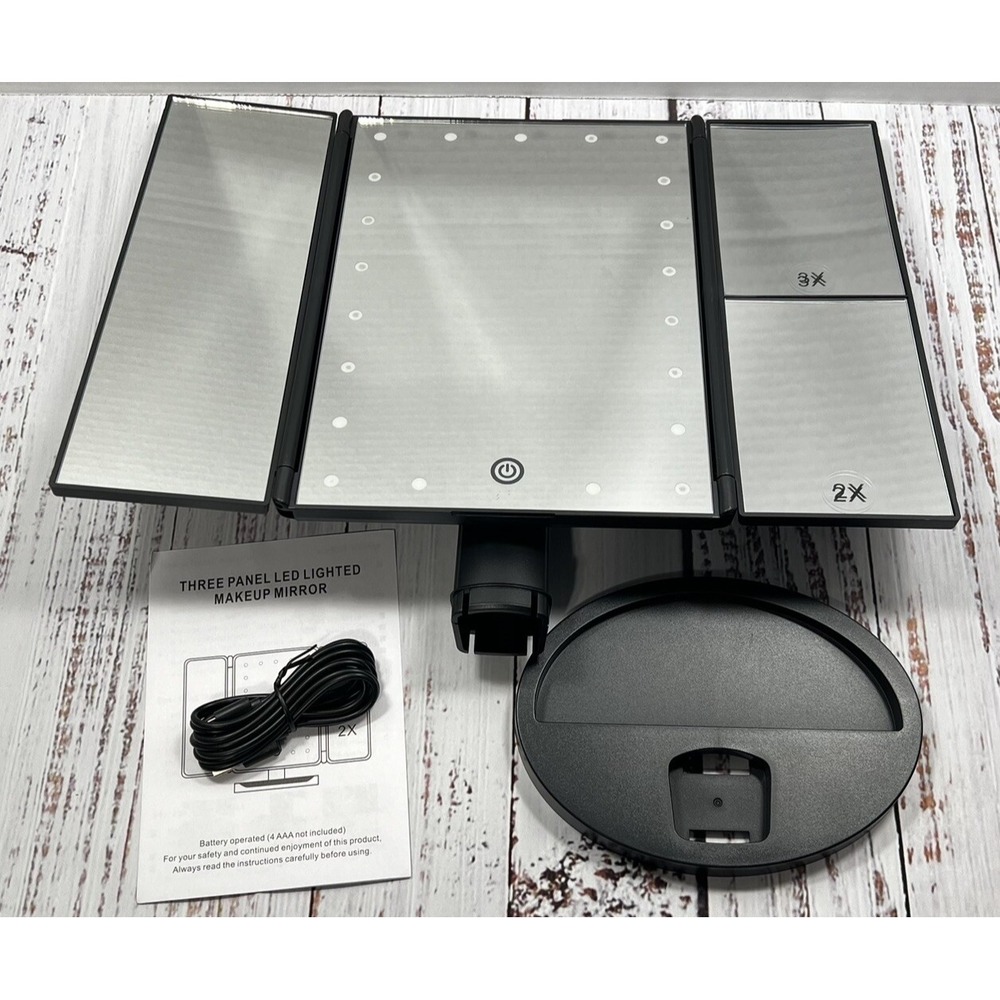 Infitrans LED Makeup Mirror Tabletop 3-Panel Vanity Lighted Dimmable